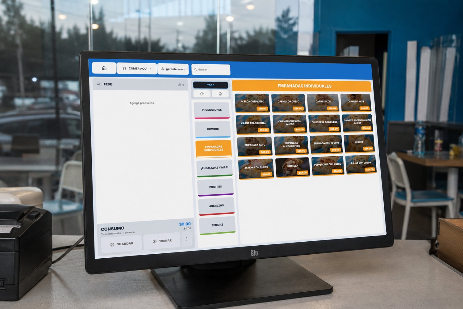 POS Modo.Tab operando en una tienda de empanadas